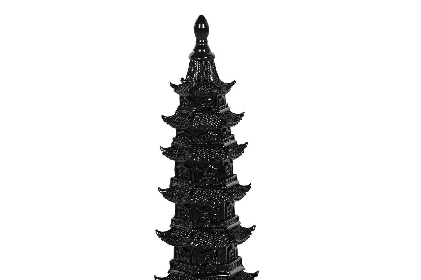 DECORACION RESINA 9X9X41 PAGODA NEGRO