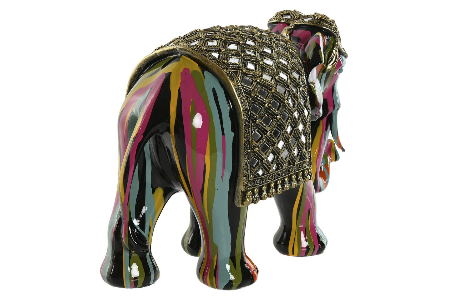 FIGURA RESINA 31X14X22 ELEFANTE MULTICOLOR