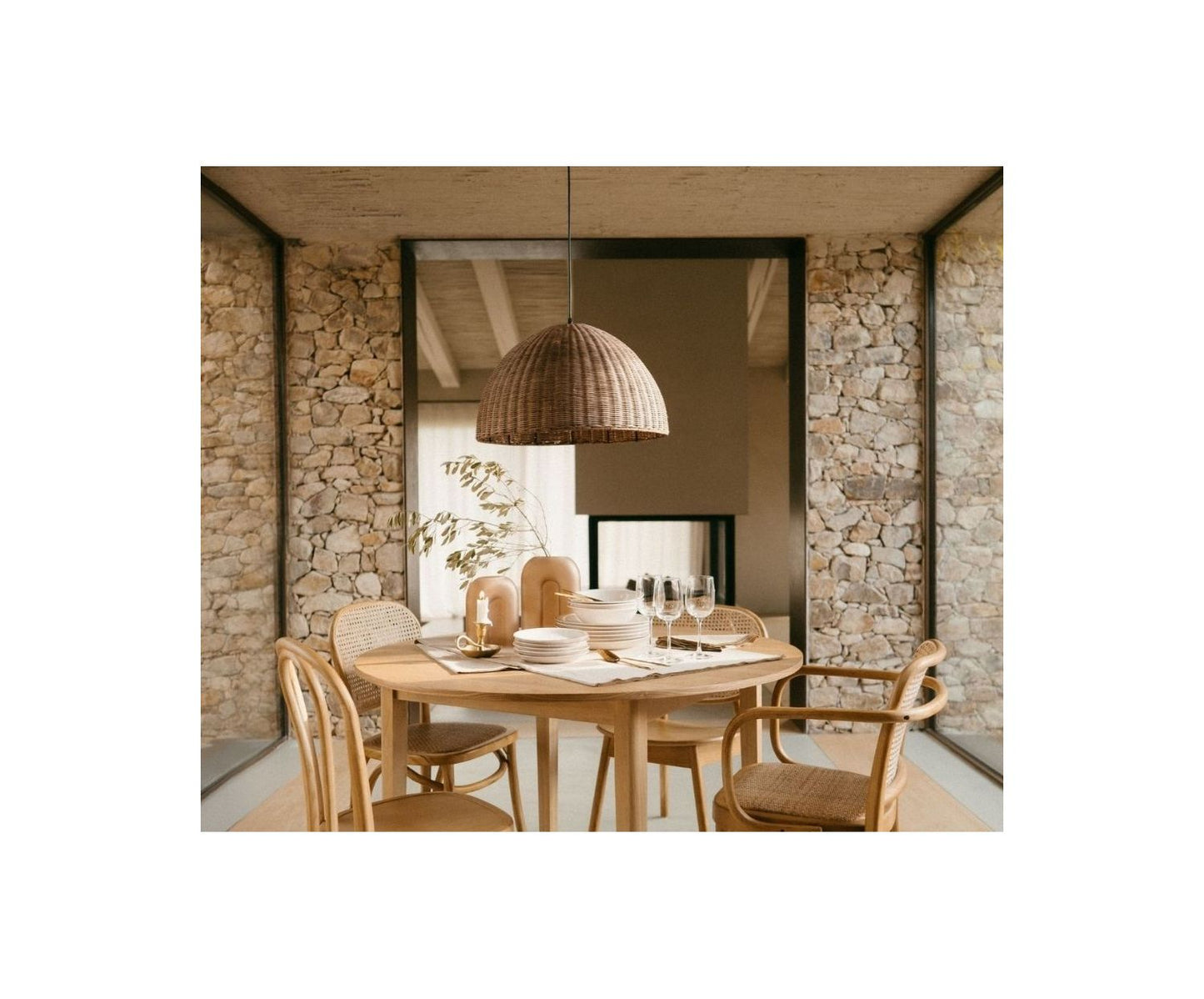 LÁMPARA TECHO RATÁN Ø53X31CM