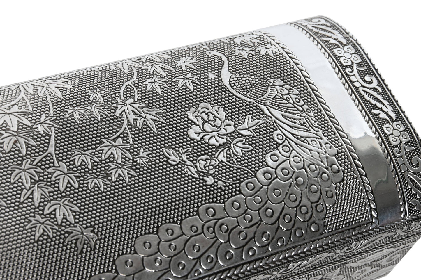 JOYERO MADERA ALUMINIO 22:5X10X6:5 PAVO REAL