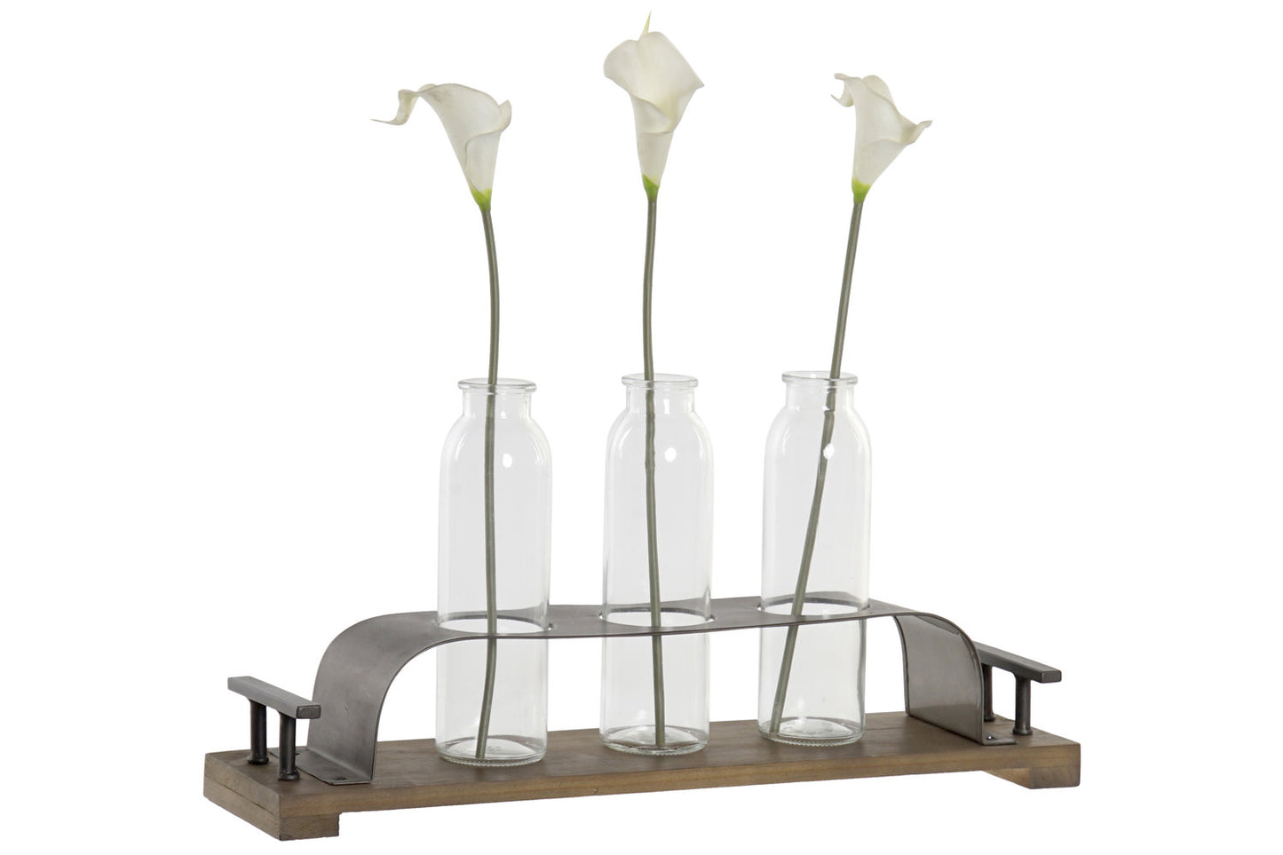 JARRON SET 3 CRISTAL METAL 45X11X22 NEGRO