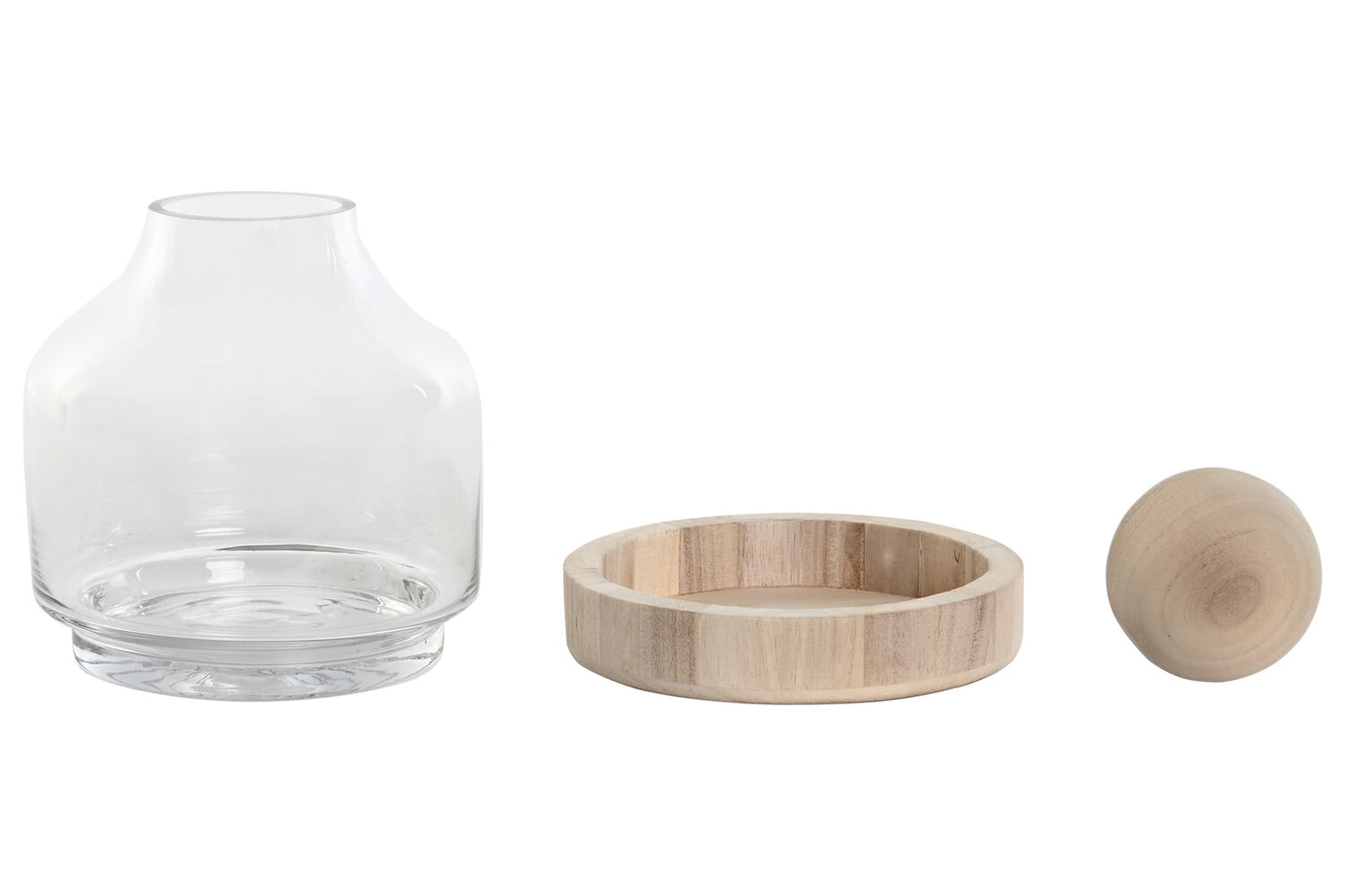 JARRON CRISTAL MADERA 18X18X24 CON BOLA NATURAL