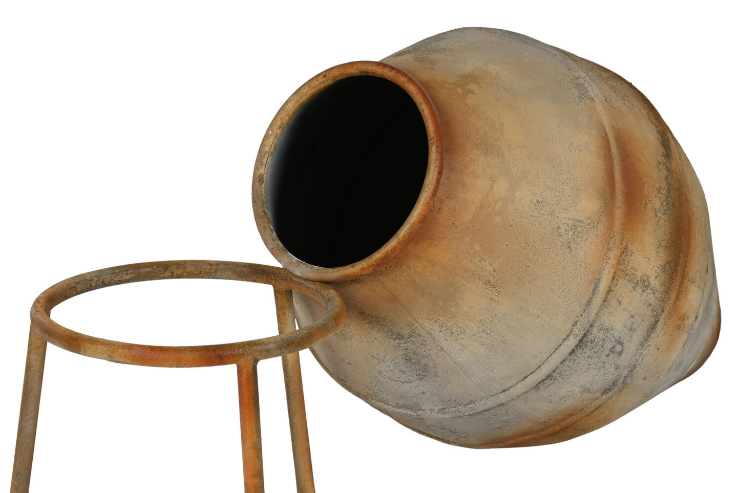 ANFORA METAL 49X49X93 PIE ENVEJECIDO BEIGE