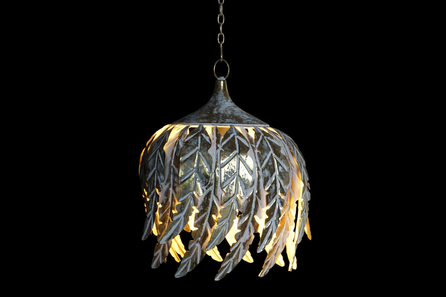 LAMPARA TECHO METAL 33X33X40 HOJAS DECAPE GRIS