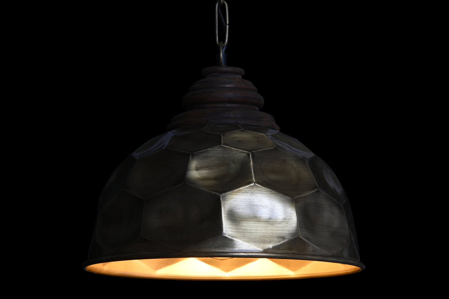 LAMPARA TECHO METAL MADERA 39X39X34 DORADO