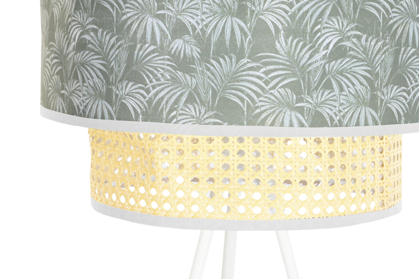 LAMPARA PIE METAL POLIESTER 40X40X129 PALMERAS