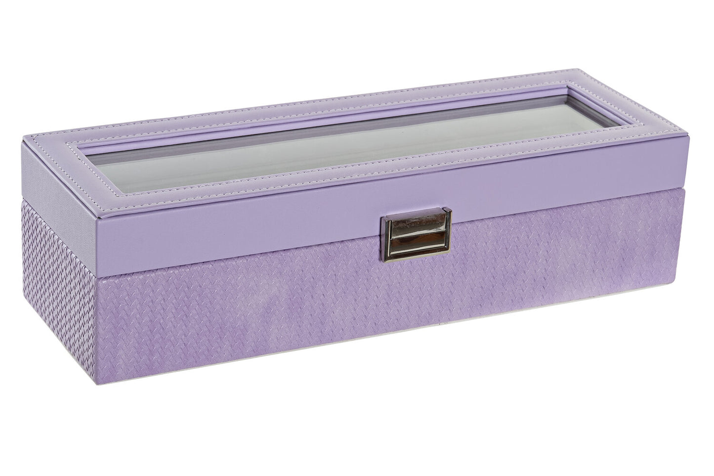 RELOJERO PU CRISTAL 33X11X9 6 RELOJES LILA