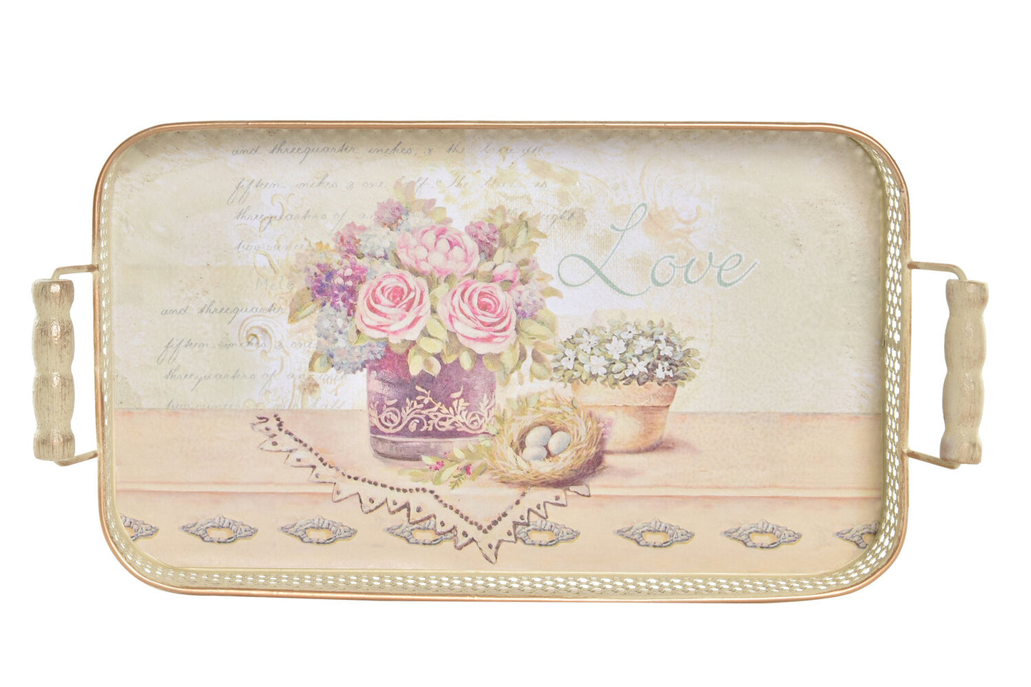 BANDEJA SET 3 METAL 40X21X8 LOVE ROSA