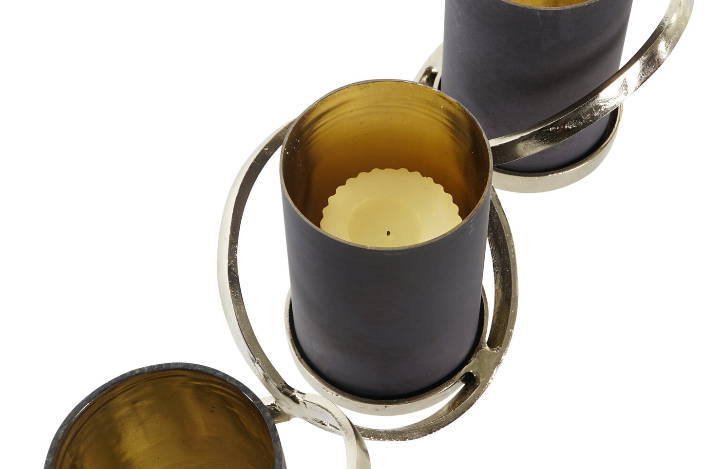 PORTAVELA CRISTAL ALUMINIO 52X15X16:5 3 VELAS GRIS