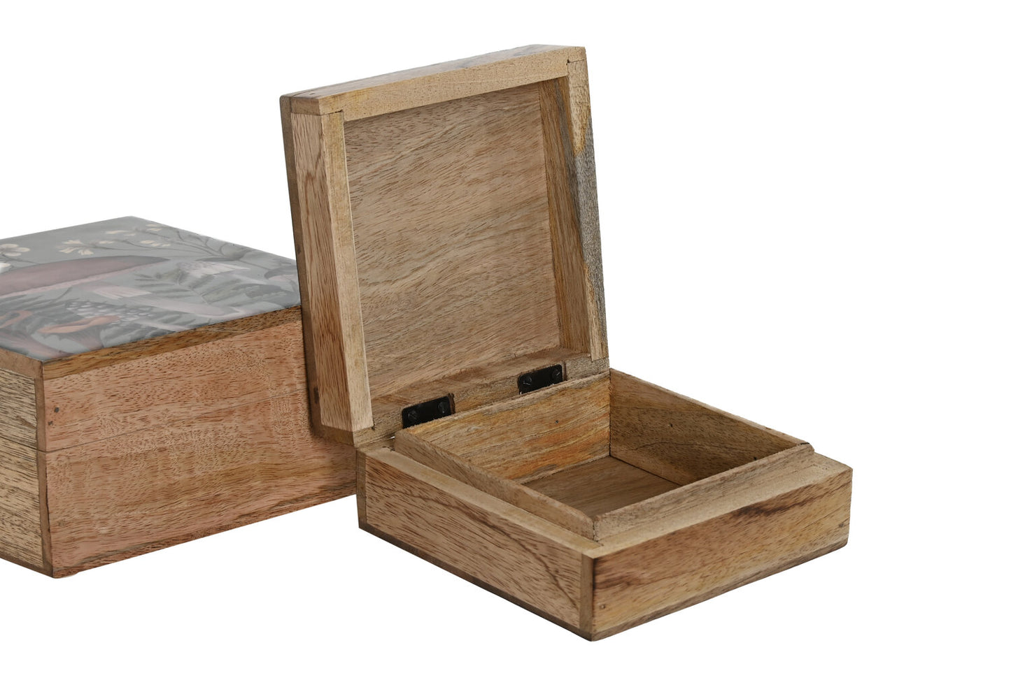 JOYERO SET 2 MANGO 18X18X9 SETAS LACADO AZUL