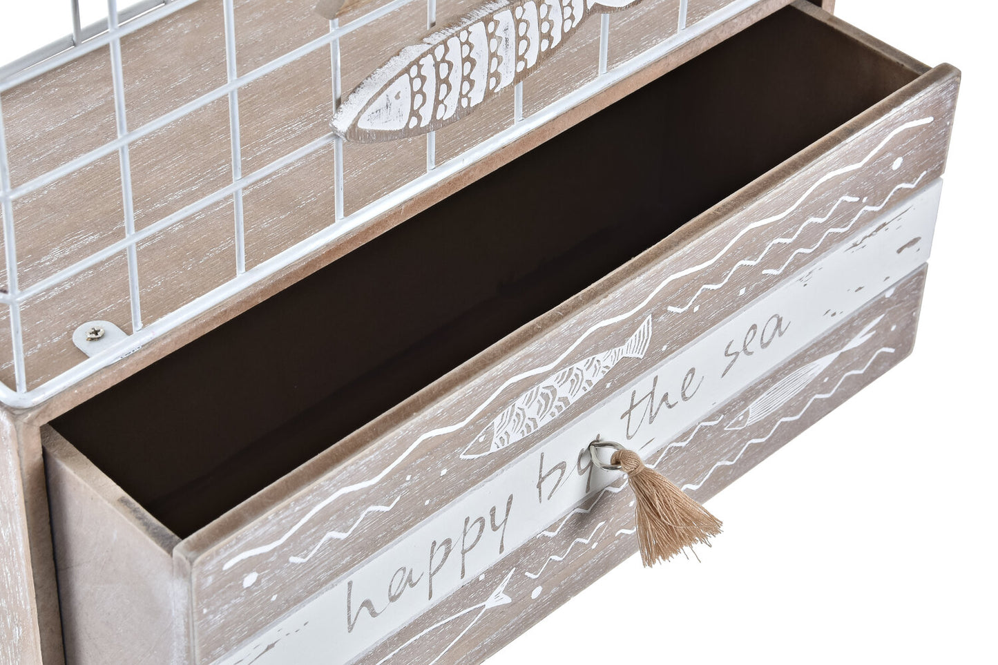 JOYERO MADERA METAL 26:5X10:5X28:5 PECES MARRON