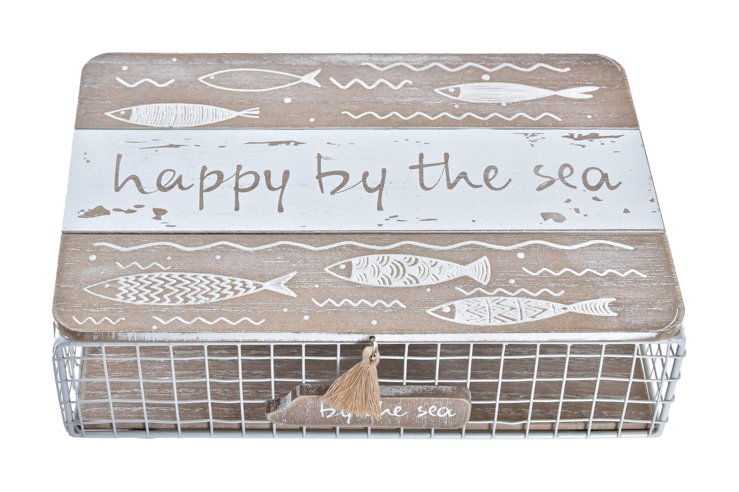 CAJA MADERA METAL 24X16X6 PECES MARRON