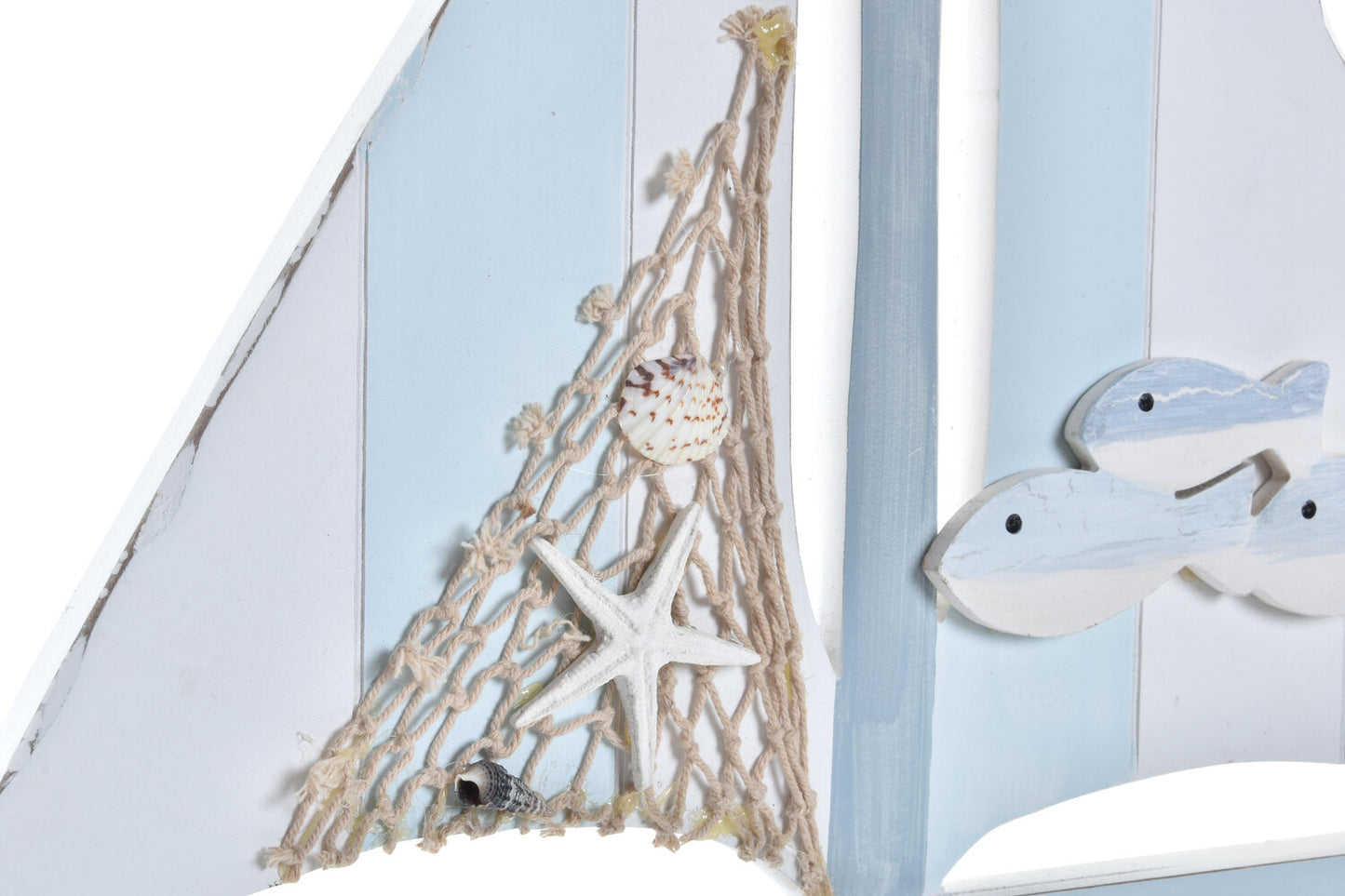 PERCHERO PARED MADERA METAL 43X4X56 VELERO AZUL