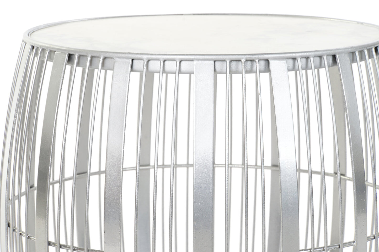 MESITA AUXILIAR HIERRO MARMOL 46X46X41 PLATEADO