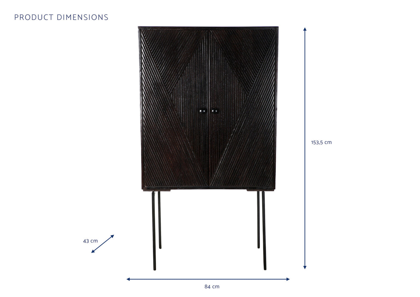 APARADOR MANGO METAL 84X43X153:5 MARRON OSCURO