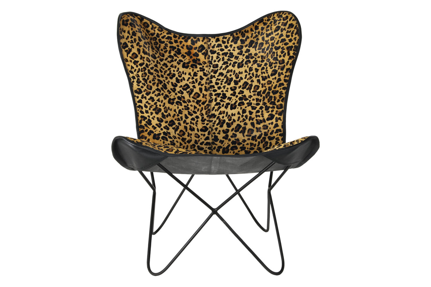 SILLA METAL PIEL 73X70X93 LEOPARDO NEGRO