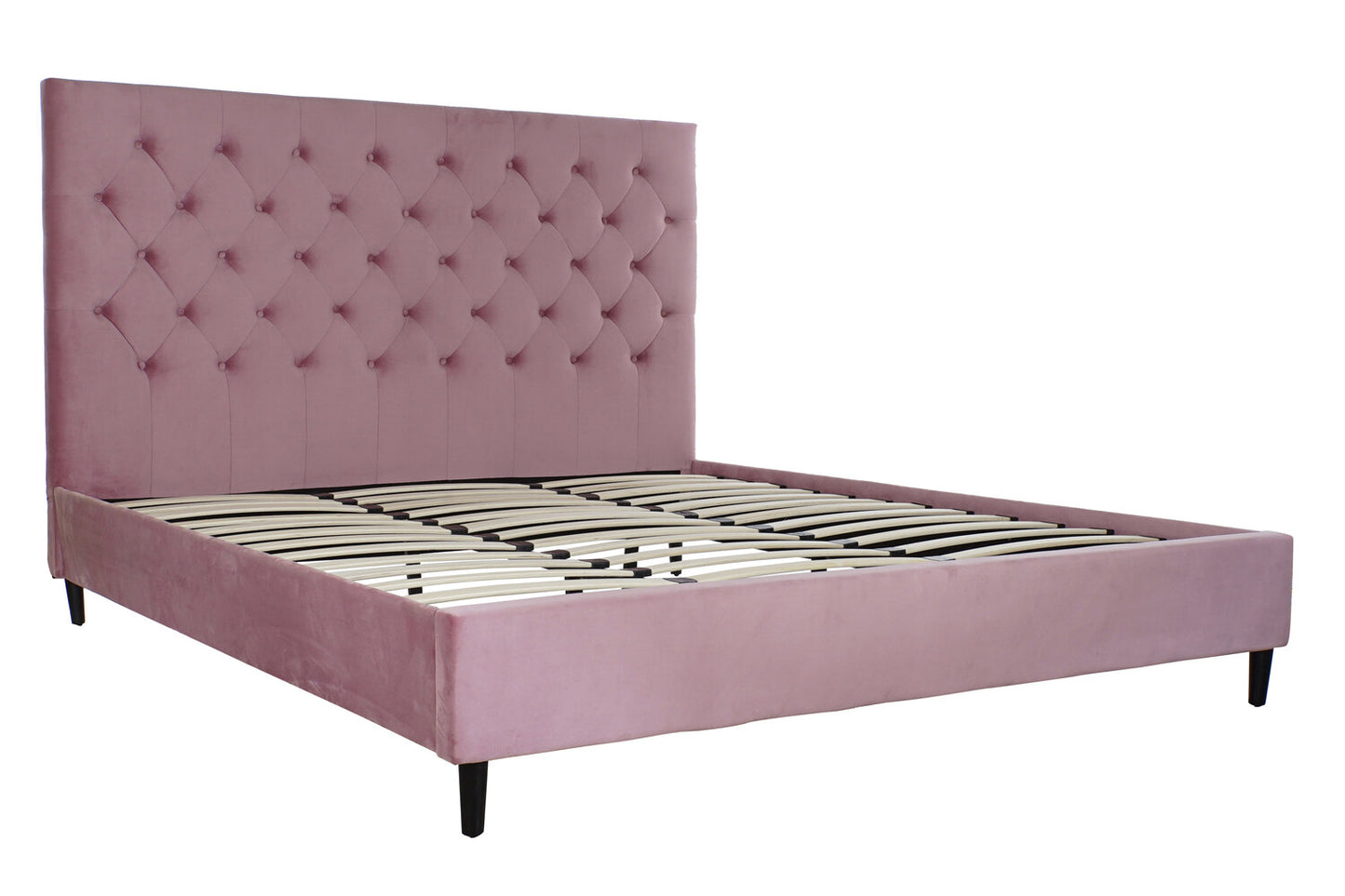 CAMA MADERA METAL 187X210X137 CAPITONE ROSA