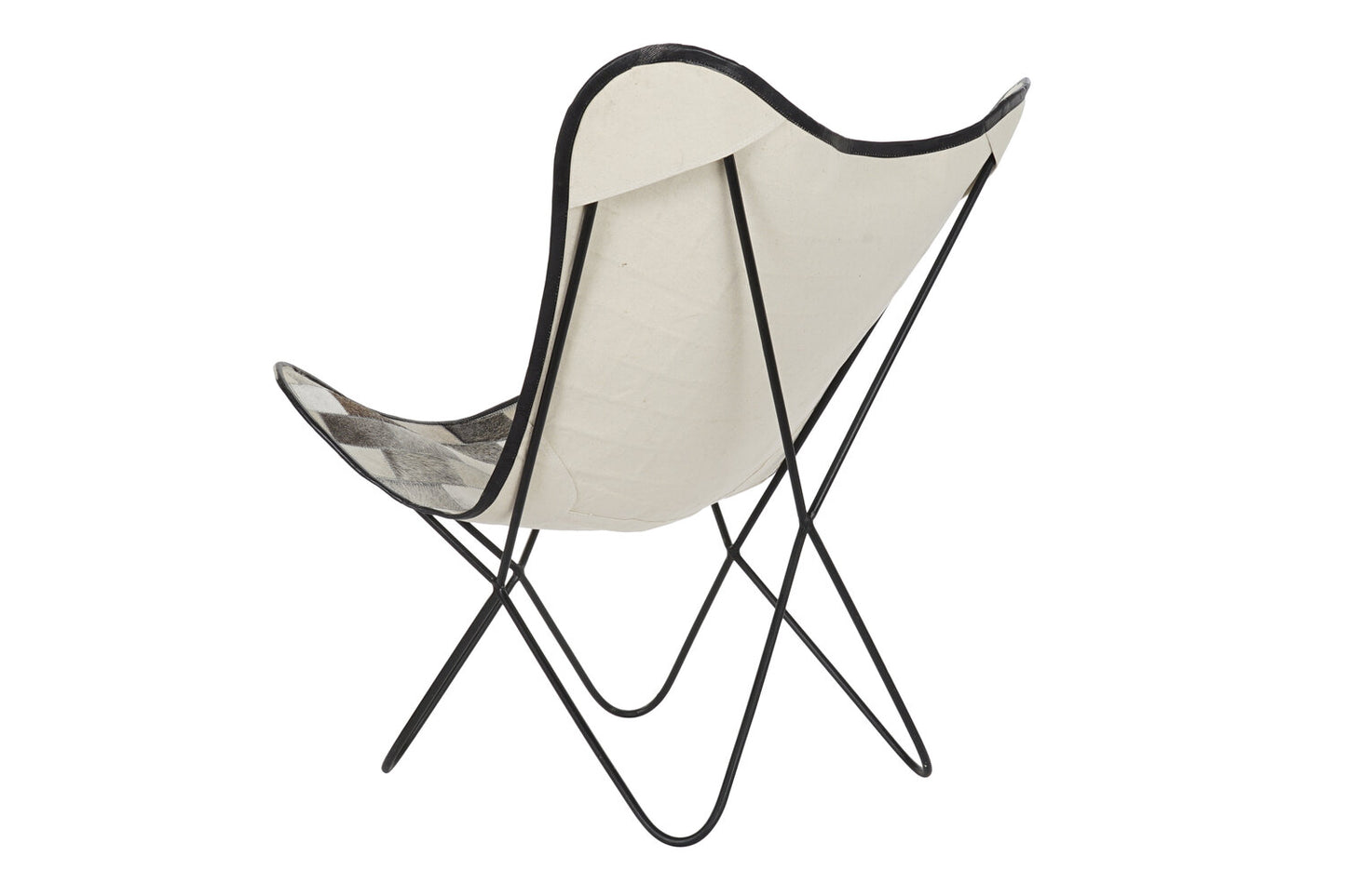 SILLA METAL 74X70X90 SILLA METAL PIEL MARIPOSA