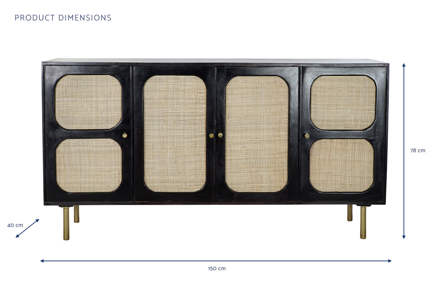 BUFFET MANGO RATAN 150X40X78 NEGRO