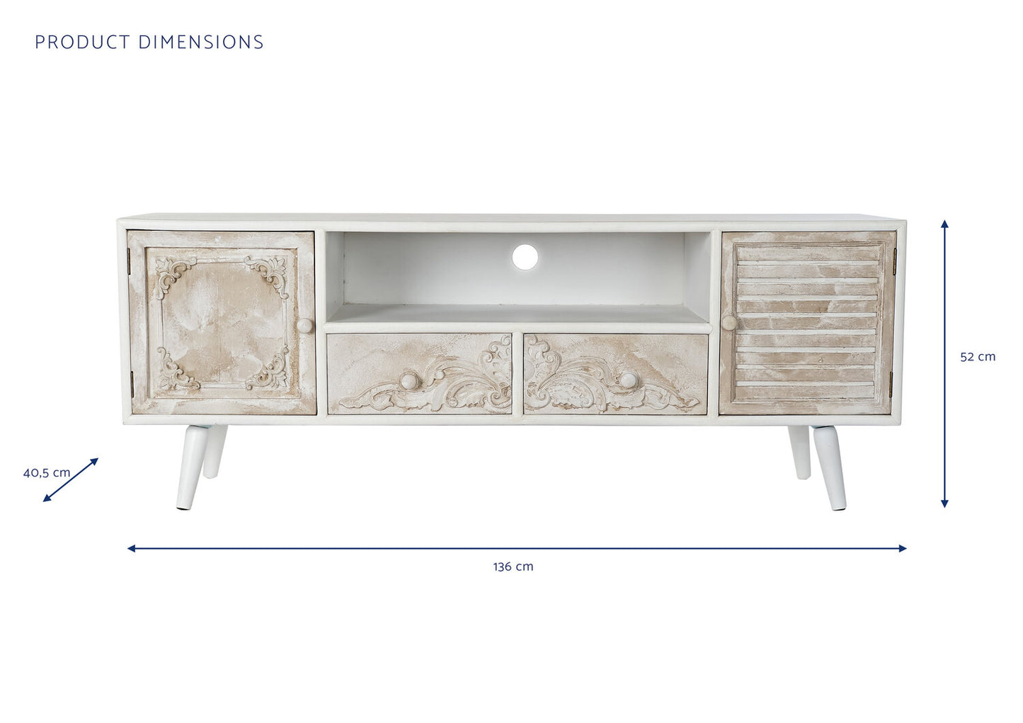 MUEBLE TV ABETO MDF 136X40:5X52 BLANCO