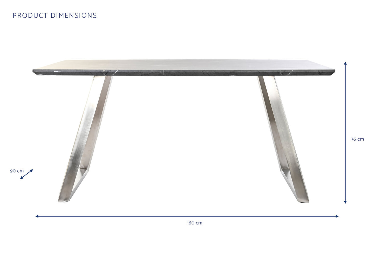 MESA COMEDOR MDF ACERO 160X90X76 NEGRO