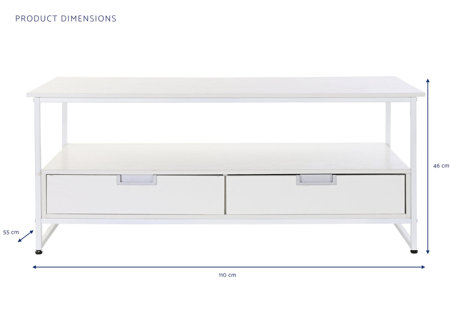 MESA CENTRO METAL MDF 110X55X46 BLANCO