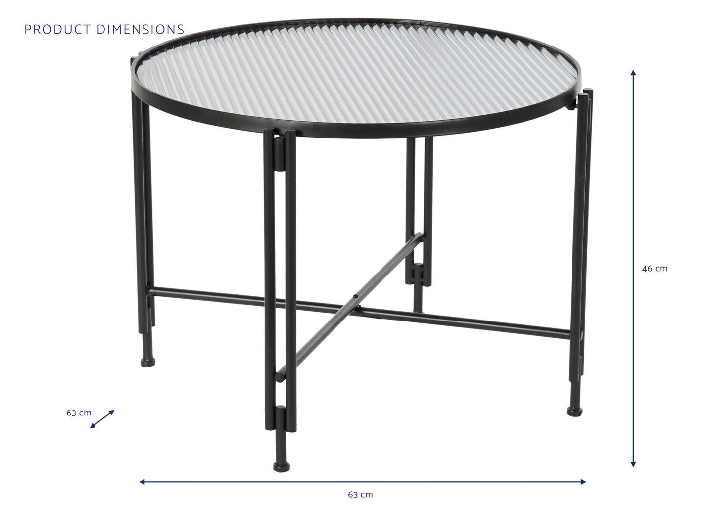 MESA CENTRO METAL CRISTAL 63X63X46 NEGRO