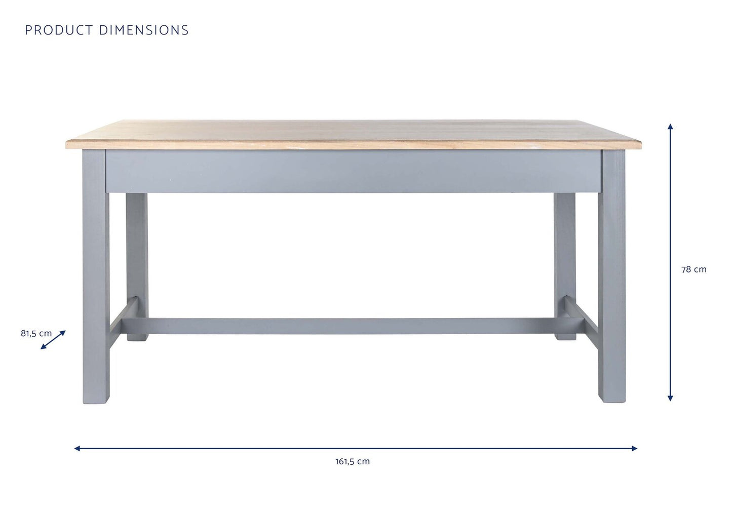 MESA COMEDOR PAULOWNIA MDF 161:5X81:5X78 GRIS