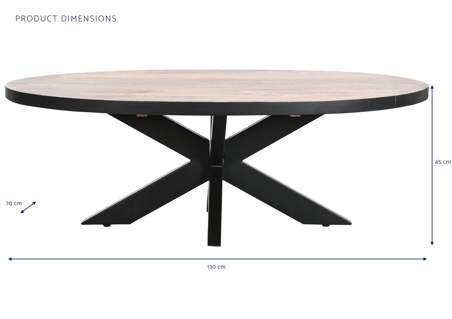 MESA CENTRO METAL MANGO 130X70X45 NATURAL