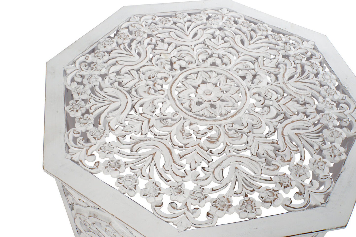 MESA CENTRO MDF 84X84X46 ENVEJECIDO BLANCO