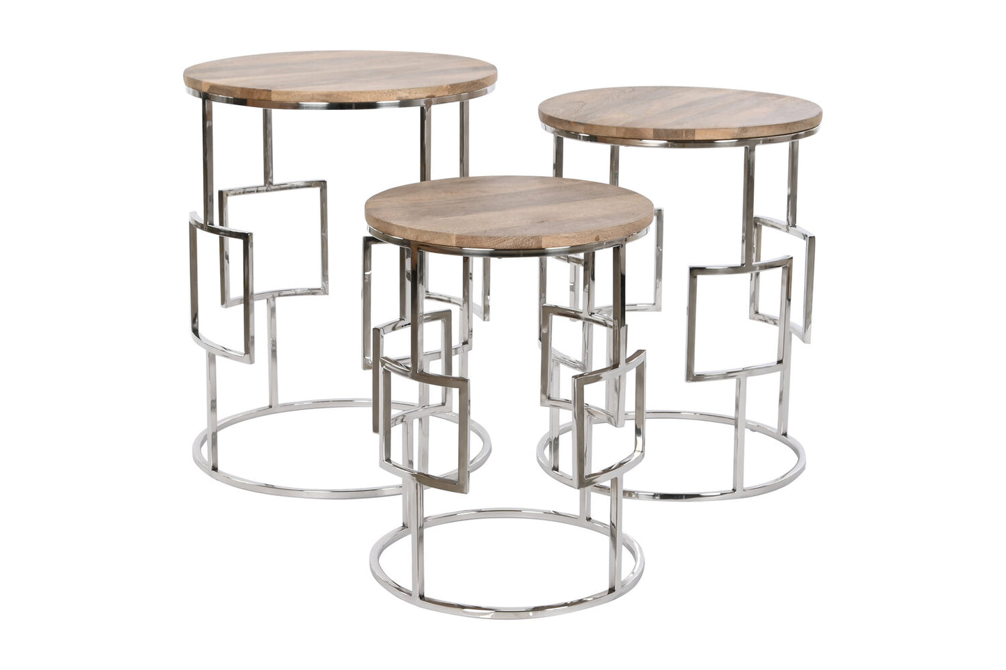 MESITA AUXILIAR SET 3 MANGO ACERO 49:5X49:5X62