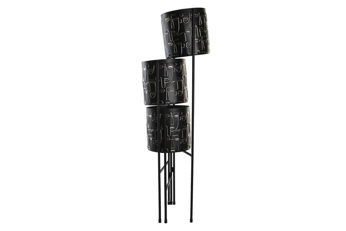 MACETERO METAL 22X22X93 CARAS NEGRO
