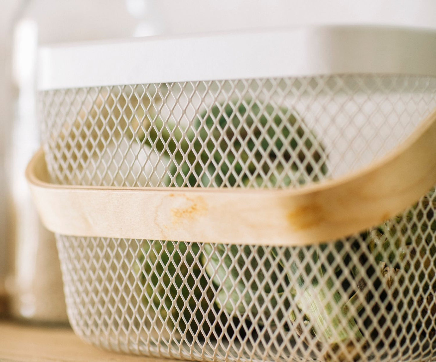 CESTA METAL BLANCO/MAD 25X25X17