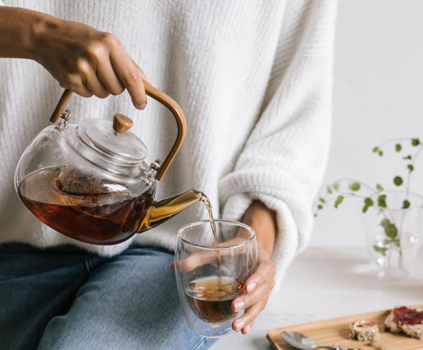 TETERA VIDRIO ASA BAMBÚ 1L