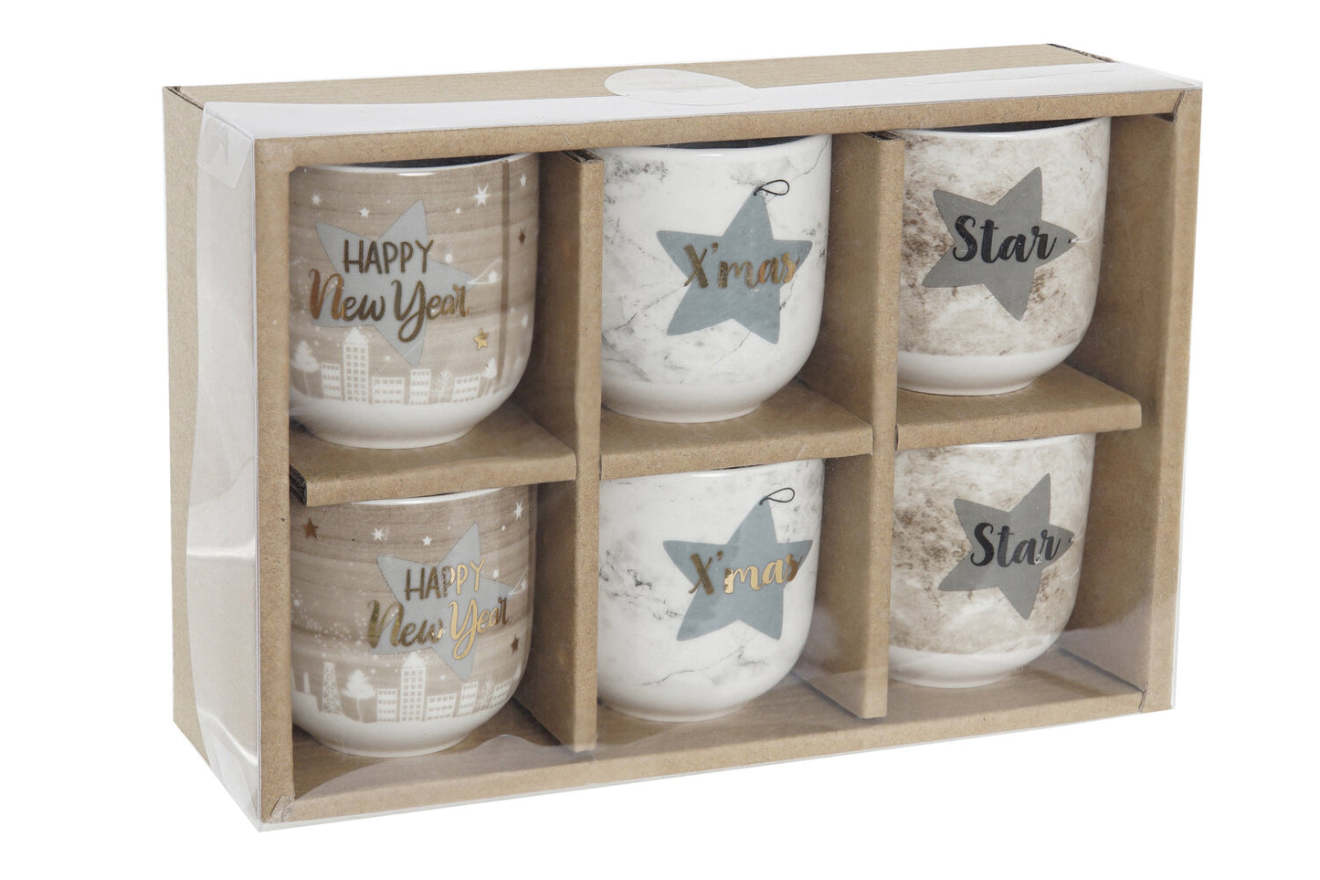 CAFE SET 6 PORCELANA 21X14X7 130ML ESTRELLA