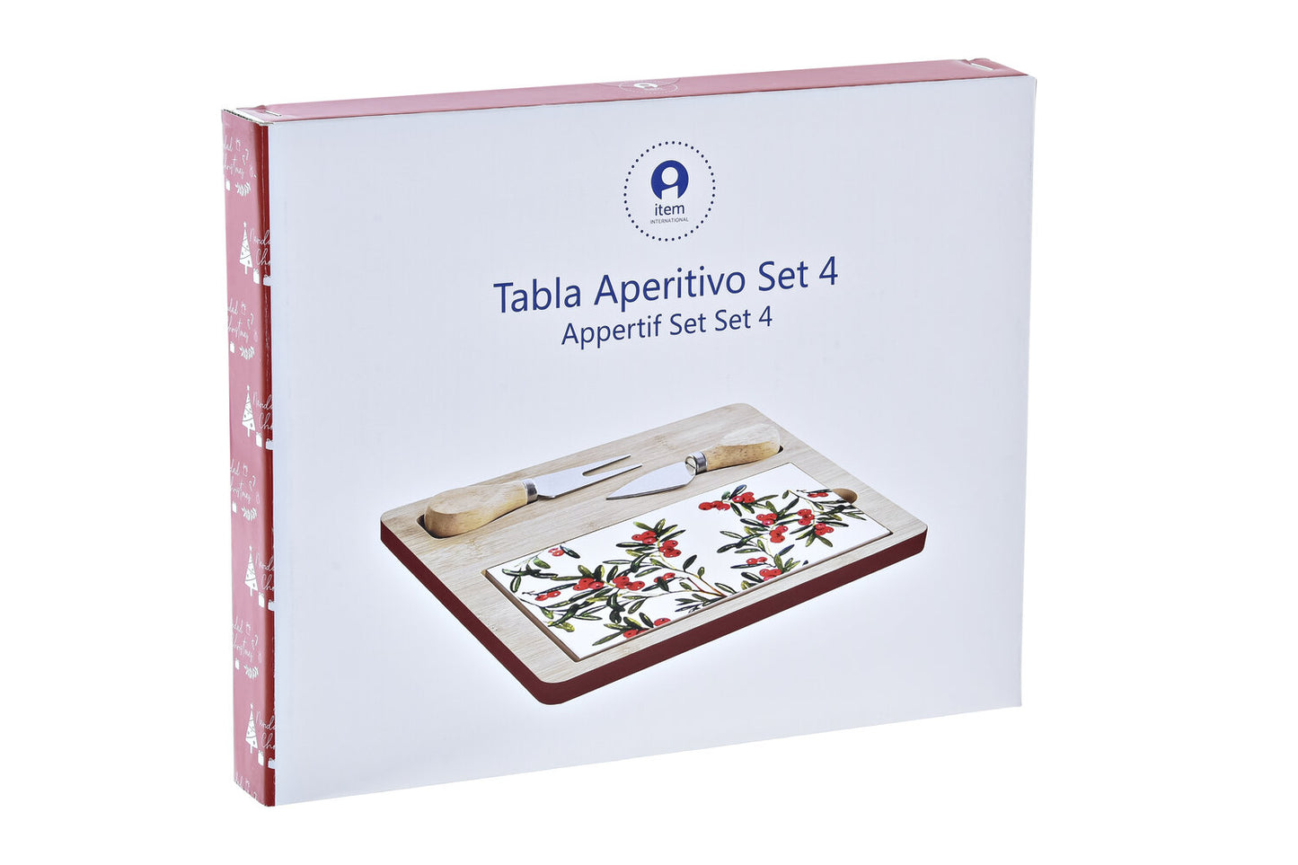 TABLA APERITIVO SET 4 BAMBU GRES 24:5X20X1:2 ROJO