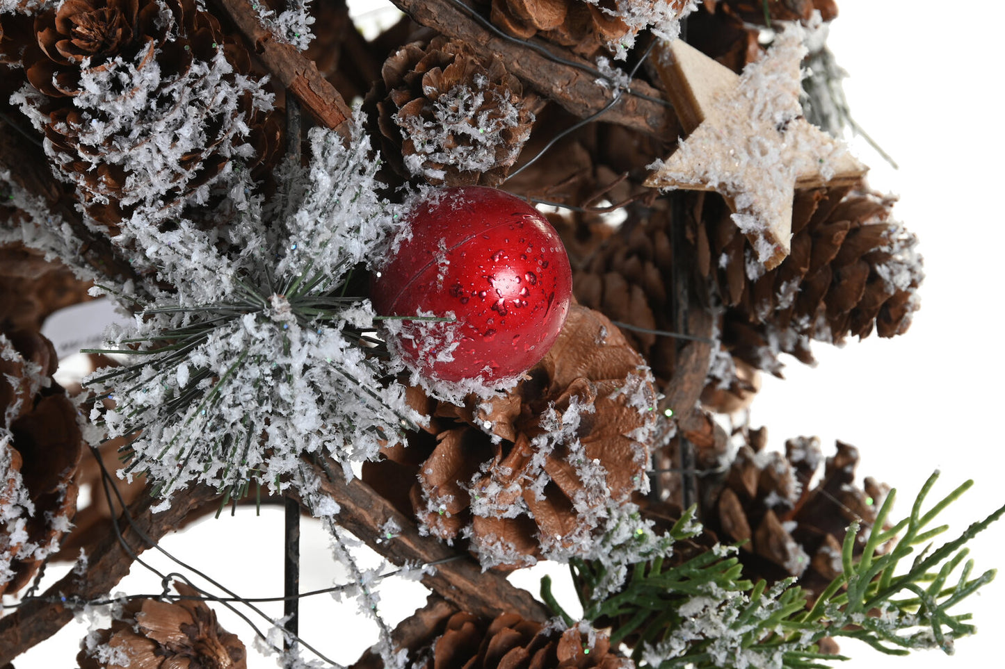 ARBOL RATAN PIÑAS 19X19X50 NEVADO ROJO