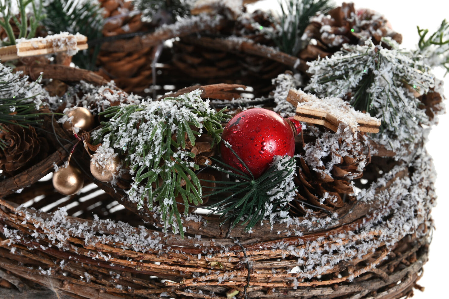 PORTAVELA RATAN CRISTAL 24X24X14 NEVADO ROJO