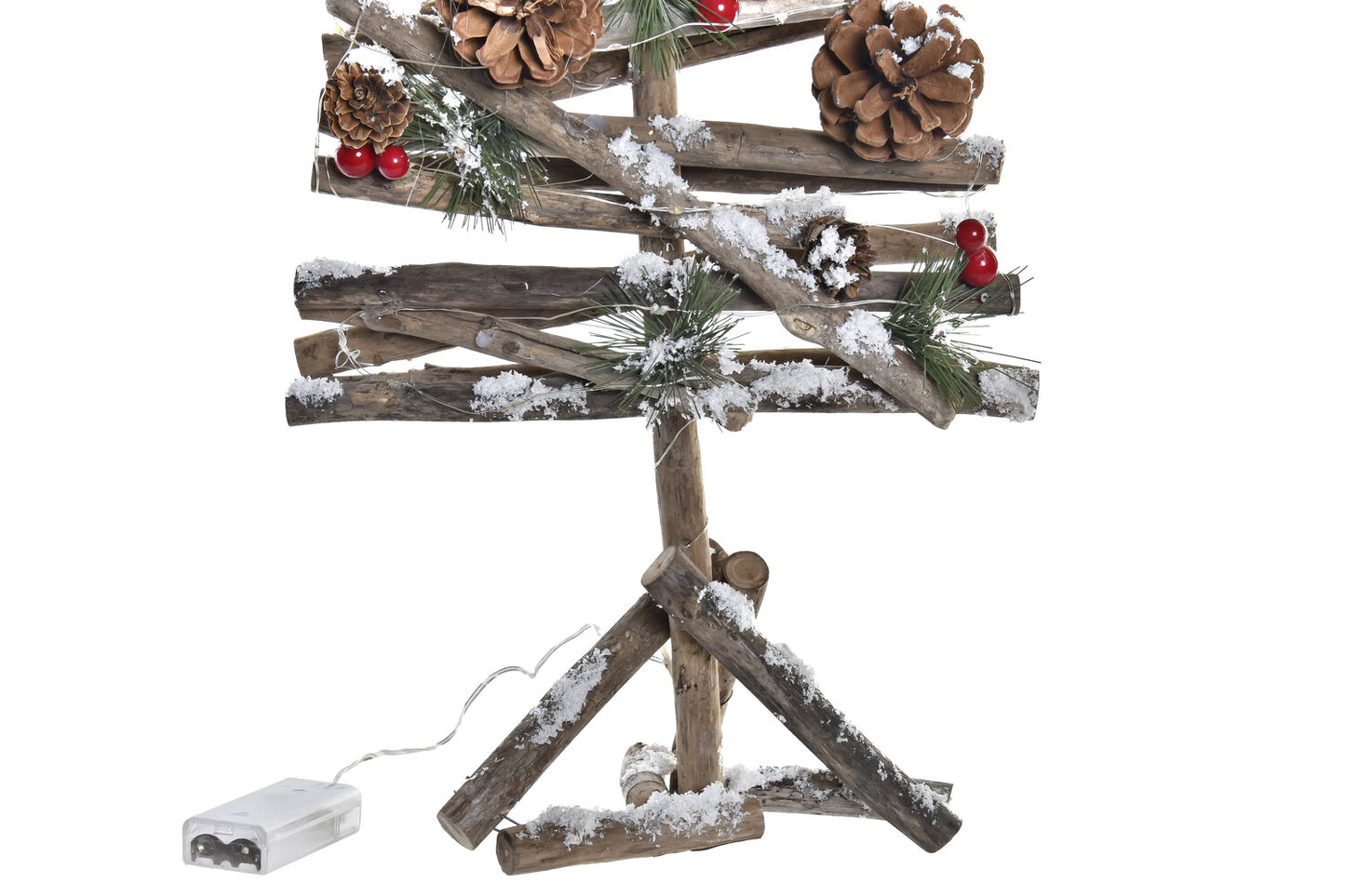 ARBOL MADERA LED 28X28X70 NEVADO MARRON