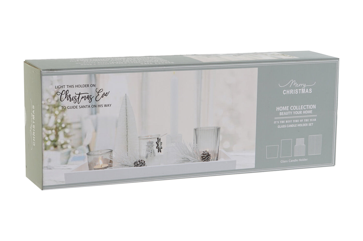 PORTAVELA SET 8 CRISTAL MDF 40X14X3 ARBOL BLANCO