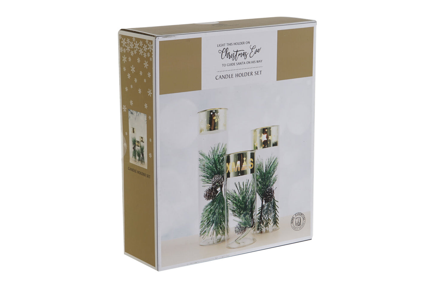 PORTAVELA SET 3 CRISTAL METAL 7X7X16 PINO DORADO