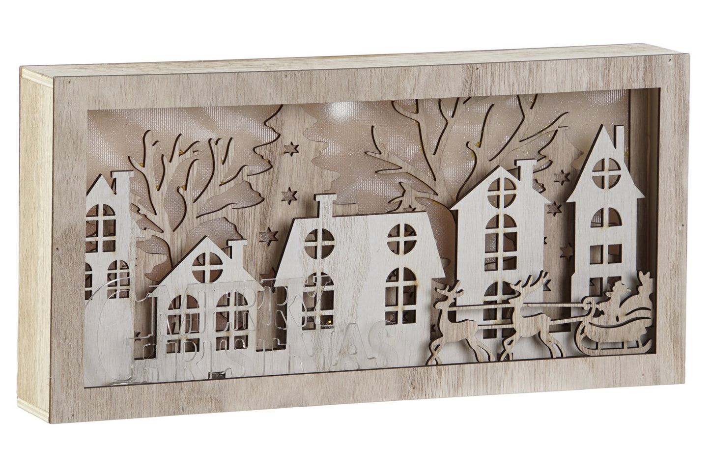 DECORACION PARED MDF LED 30X5X15 NATURAL