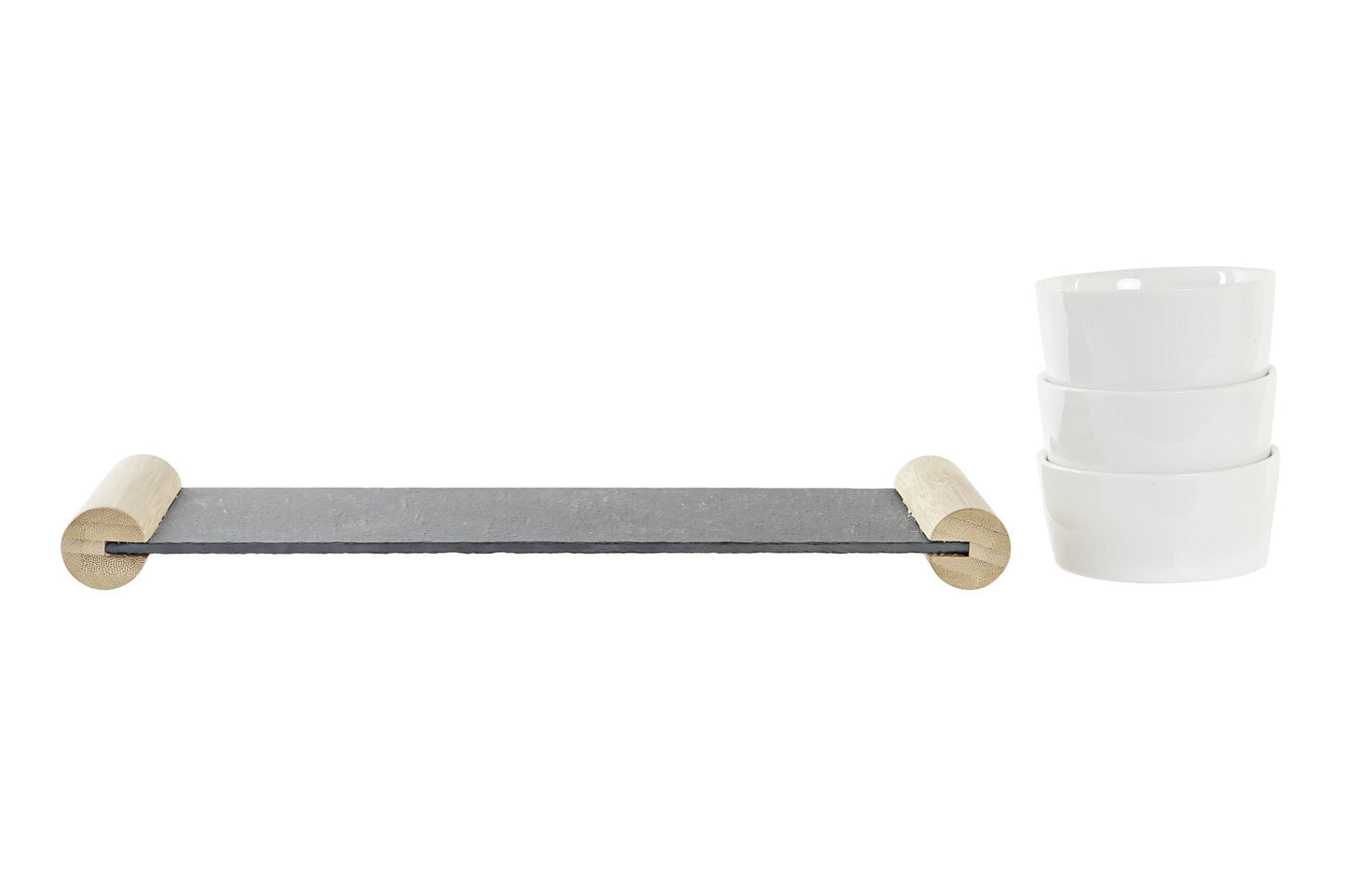 TABLA APERITIVO SET 4 GRES PIZARRA 33X10X5:8 NEGRO