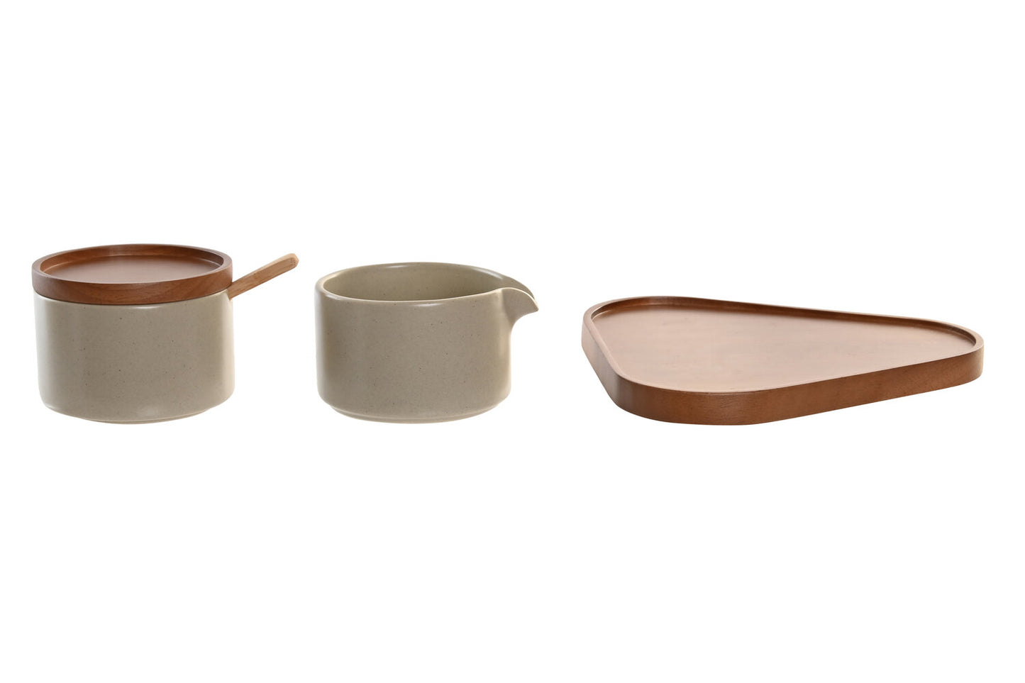 AZUCARERO SET 2 RUBBERWOOD 19:5X18:5X7 LECHERA