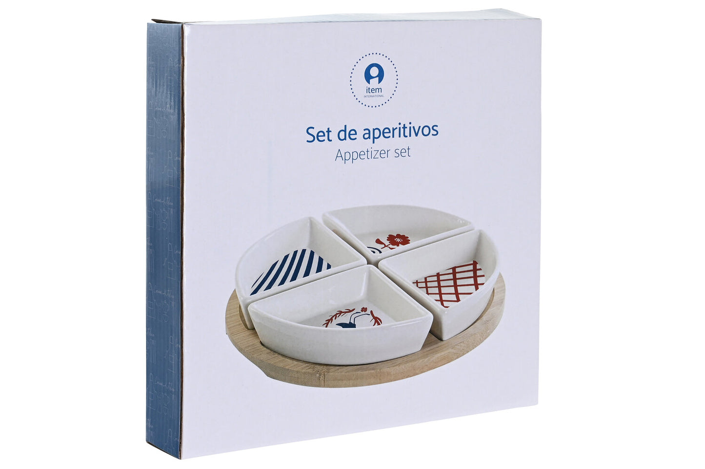 APERITIVO SET 5 GRES 21:5X21:5X1 BLUE RED BIRD
