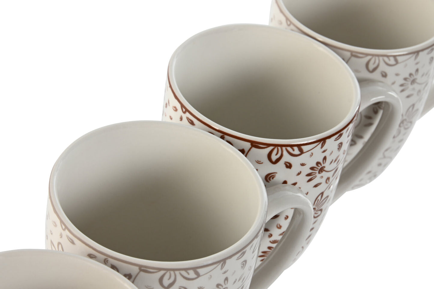 MUG SET 4 PORCELANA 12X9X10:5 340ML FLORES BEIGE