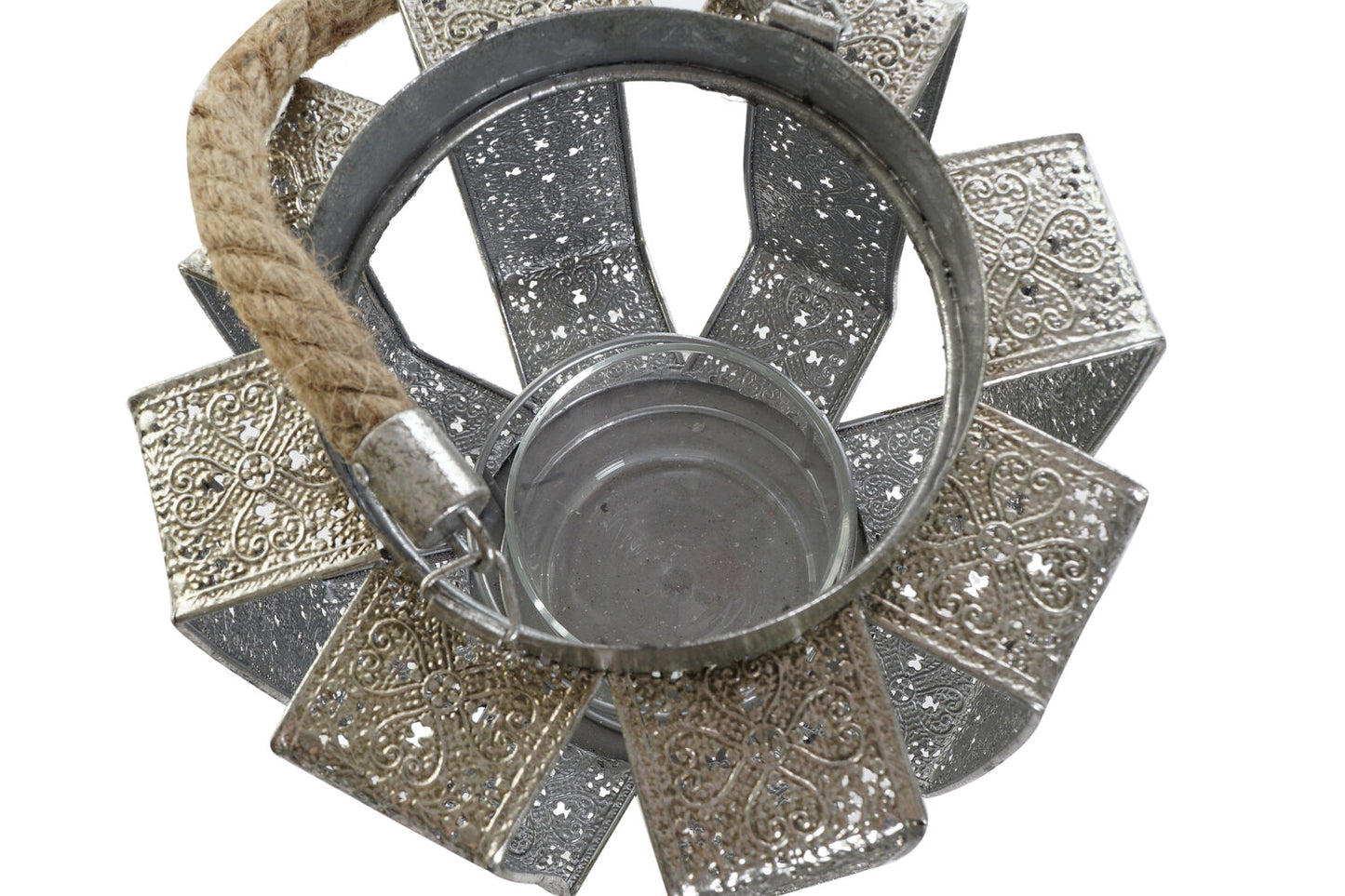 PORTAVELA METAL CUERDA 21X21X23 PLATEADO