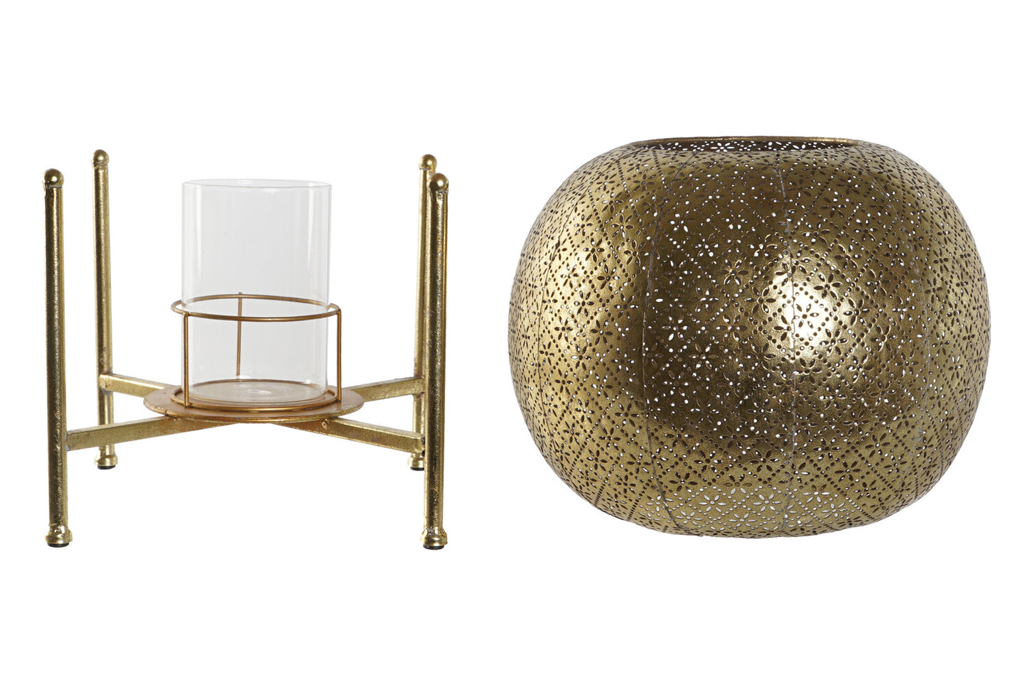 PORTAVELA METAL CRISTAL 29X29X26:5 DORADO