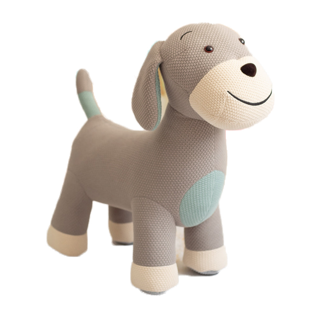 Peluche algodón perro cocker gris y azul