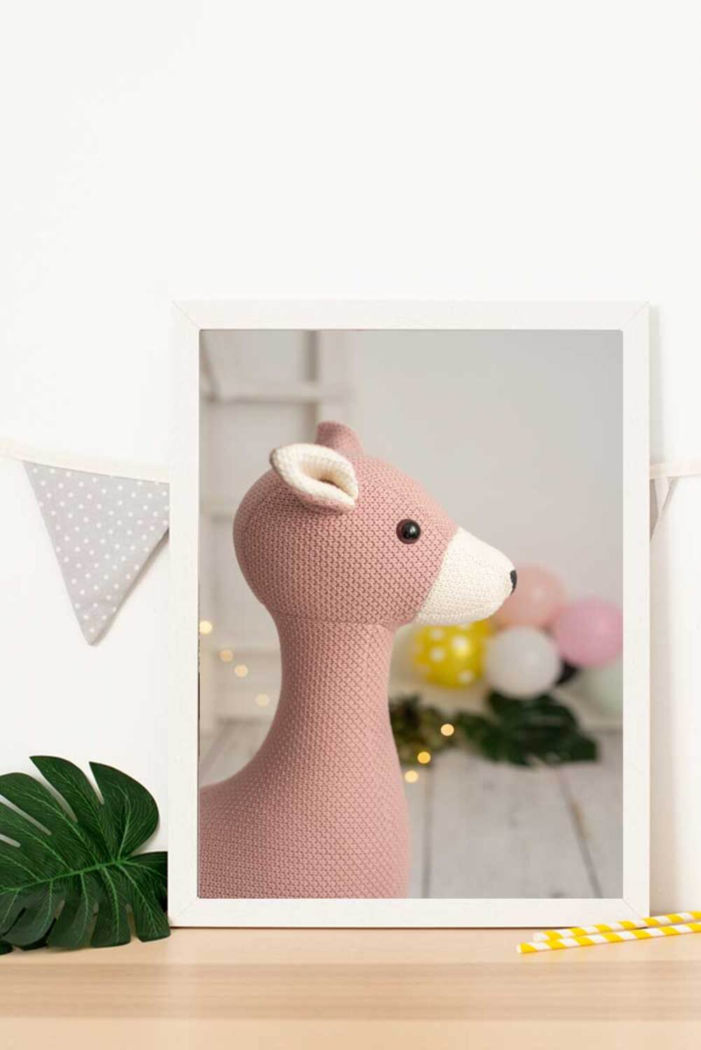 Cuadro infantil ciervo rosa